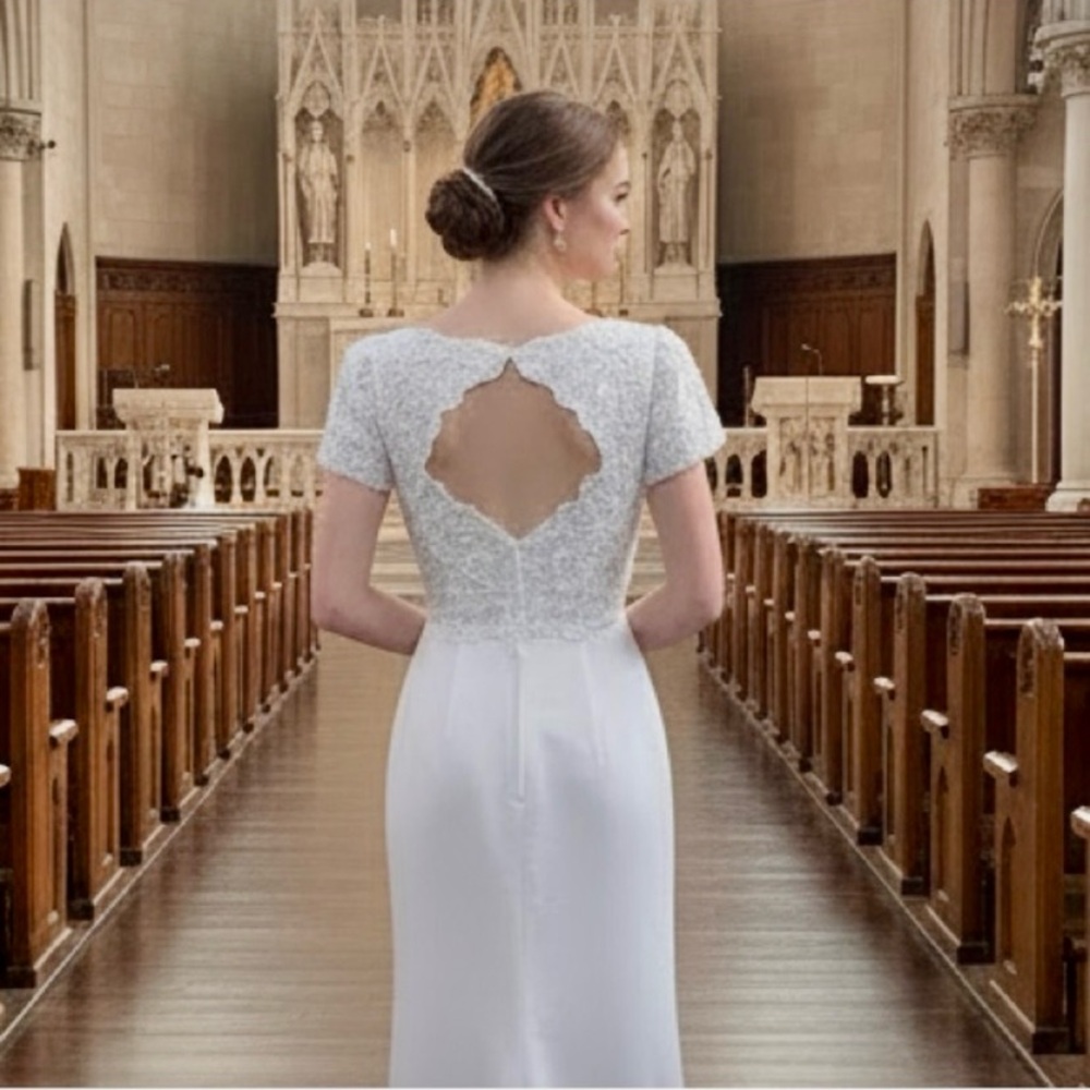 Elegant White Lace Wedding Dress by Amy Lee Hilton Bridal Size 4 - Picture 7 of 15